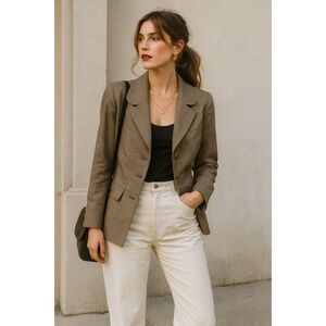 Antonio Melani Wool Blend‎ Taupe Blazer Jacket – Size 6 – Classic Fall Workwear